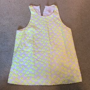 J Crew top! White with neon flowers.
